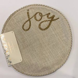 Cynthia Rowley Burlap Gold Christmas Placemat Set